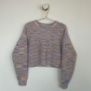 Sienna Sky SoftGirl Multicolored Pastel Space Dye Cropped Sweater (Medium)